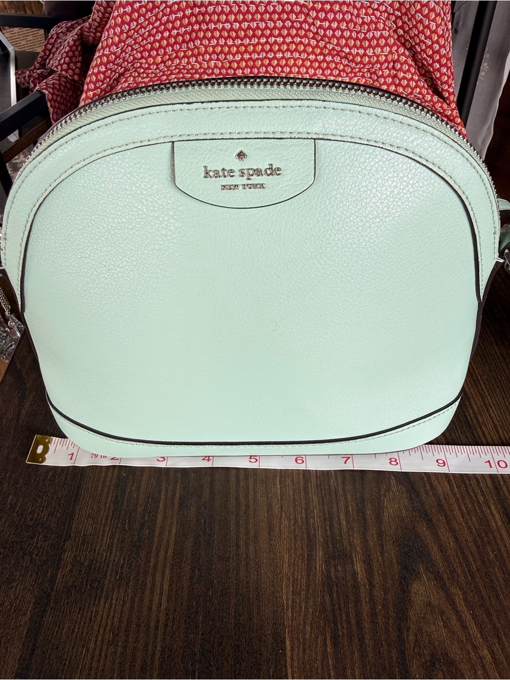 kate spade Mint Green Pebbled Leather Dome Crossbody with Gold-Tone Logo